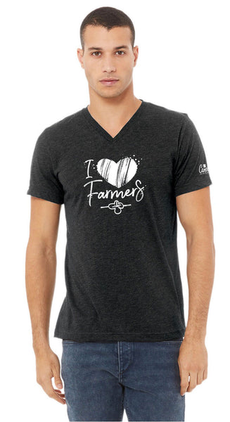 I Heart Farmers V-Neck T-Shirt - Charcoal